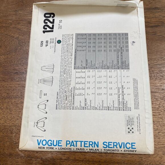 1980s Uncut VOGUE PATTERN 1229 Size 10 American Designer Top & Skirt by ADRI - Picture 6 of 9